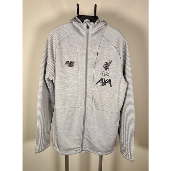 Liverpool FC Football Training Jacket Grey New Balance AXA Track 2019/20 Sz M - Picture 1 of 5